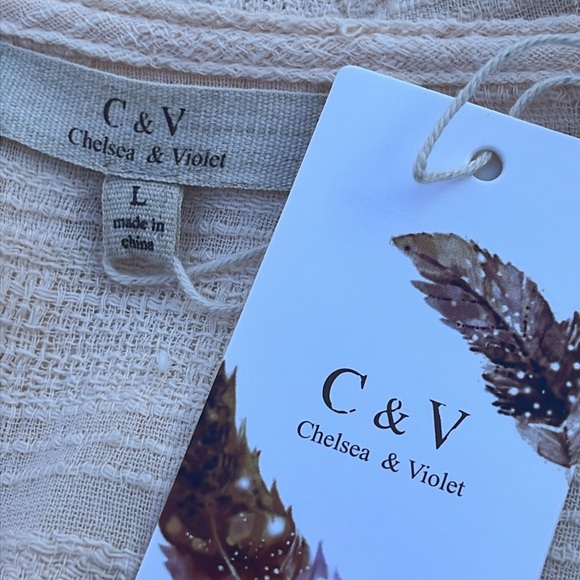 NWT Chelsea & Violet Boho cropped lace up top M-L - Picture 7 of 12